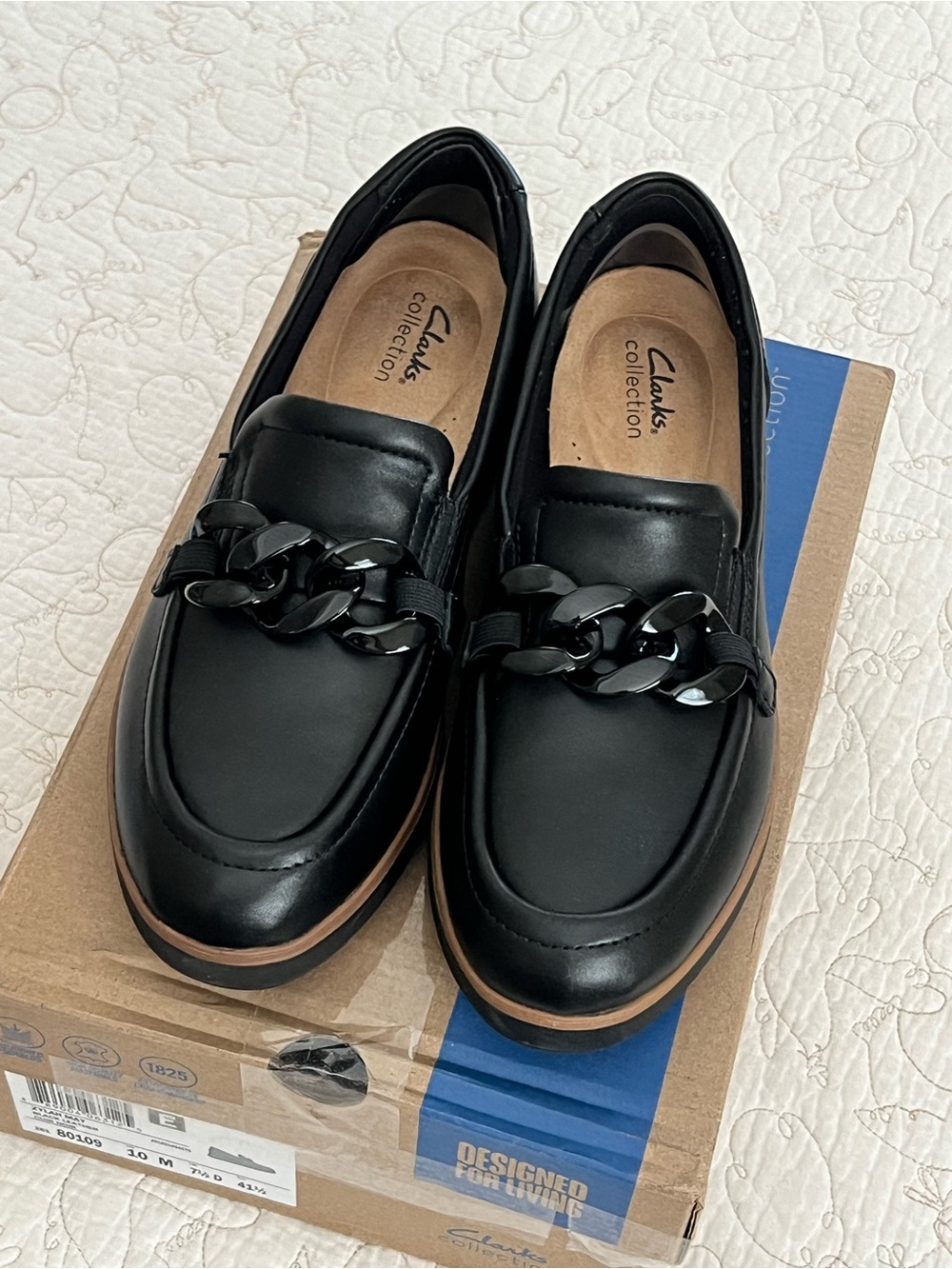Clark’s Zylah May Black Leather chunky  Chain Loafers